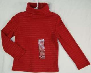   Size 4 5 Pullover Turtleneck Shirt Long Sleeve Red w/Gold NWT 2712