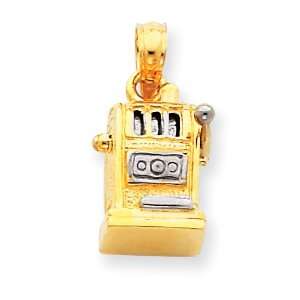    14k Gold & Rhodium 3 D Las Vegas Moveable Slot Machine Jewelry