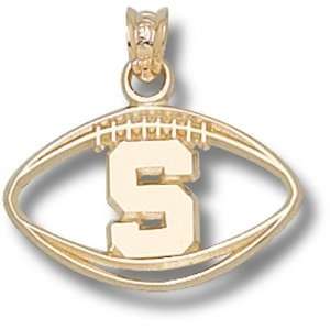   State University S Pierced Football Pendant (Gold Plated) Sports