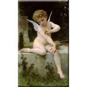Cupid with a Butterfly 9x16 Streched Canvas Art by Bouguereau, William 