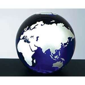   Cobalt Blue and Silver World Globe Paperweight