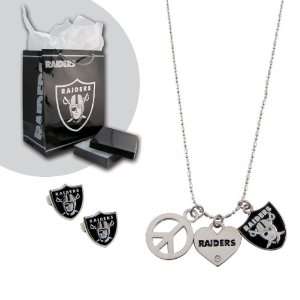   Oakland Raiders Necklace and Earring Set