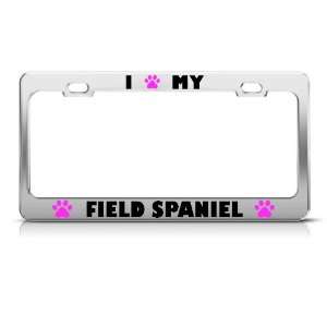  Field Spaniel Paw Love Dog license plate frame Stainless 