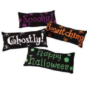  Set of 4 Festive Plush Halloween Themed Throw Pillows 