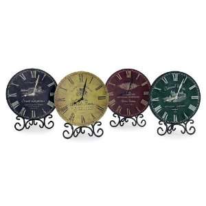   of 4 French Chateau Countryside Vineyard Table Clocks