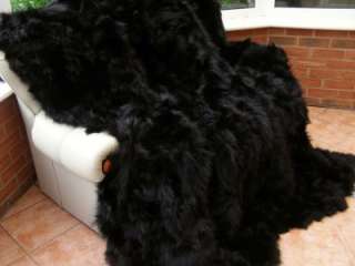 Luxury real BLACK FOX fur throw,blanket 225x200cm,pelzdecke  