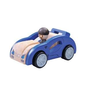  EverEarth Wooden Pull Back Car  Blue Toys & Games