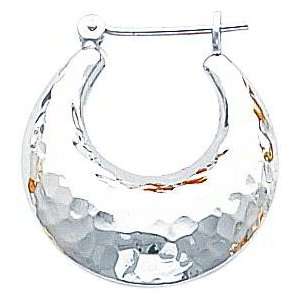  14K White Gold Hammered Hoop Earrings Jewelry New B 