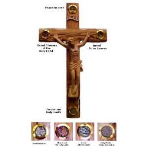  Olive Wood Crucifix with Essence of the Holy Land