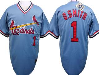 St. Louis Cardinals #1 Ozzie Smith Throwback Cooperstown Blue Jersey 