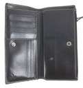 GUCCI Black Leather Bi Fold Stitched Trim Small Wallet Clutch Handbag 
