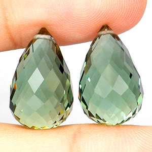 32.18 CT MATCHING BRIOLETTE [DRILLED] GREEN AMETHYST  