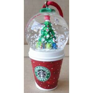  Starbucks Snow Globe on Coffee Cup Christmas Tree Ornament 