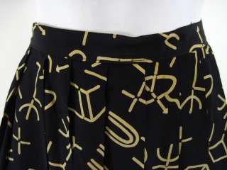KRIZIA Black Tan Pleated A Line Skirt Sz 42  