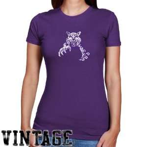 Abilene Christian University Wildcats Ladies Purple Distressed Logo 