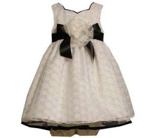   Jean Girls Ivory / Black Embroidered Organza Easter Wedding Dress 24M