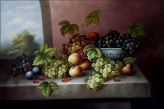   Painted Oil Painting Still Life with Fruits by Window 36x24in  