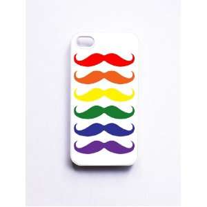  iPhone 4/4S Case Ironic Mustache Rainbow   White 