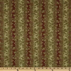  44 Wide Moda Wiscasset Floral Stripe Red Fabric By The 