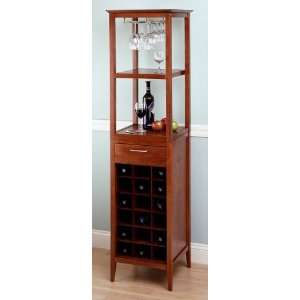  Winsome 18 Bottle Wine Tower with Walnut Finish