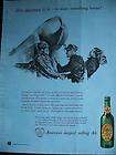 1948 Ballantines Beer Green Bottle Ale Train Art Ad  