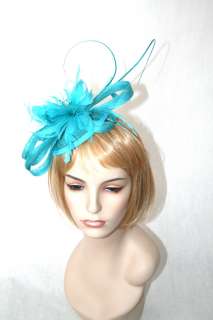 NEW Church Kentucky Derby Fascinator Blue Turquoise Feathers Headband 