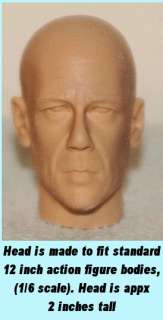 12 1/6 Custom Bald Bruce Willis Figure Head  