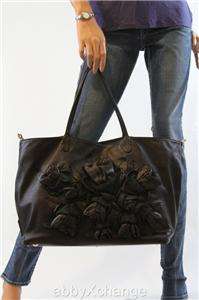   Garavani ROSEBUD NAPA TOTE $2895+ Black Leather Purse Rose Flower