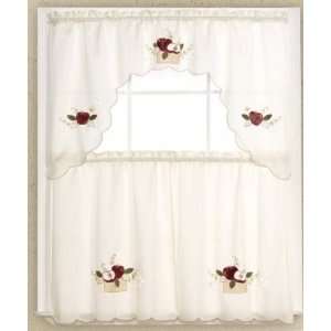  3 Piece Kitchen Window Curtains /Cafe Tier and Swag Set 