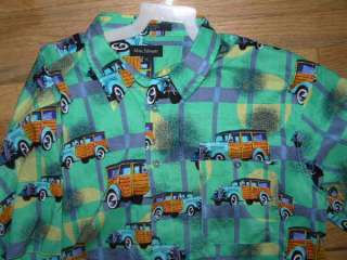 Marc Edwards Shirt XL Teal WOODY Wagon Aloha Shirt  