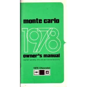    1978 CHEVROLET MONTE CARLO Owners Manual User Guide Automotive