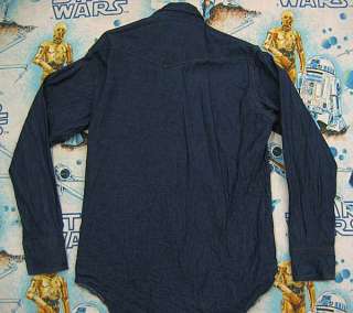vtg Wrangler Dark BLUE DENIM WESTERN Work Shirt L 16 34 cowboy 90s usa 