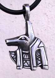 Egyptian Dog God Anubis Pewter Pendant w PVC CHOKER  