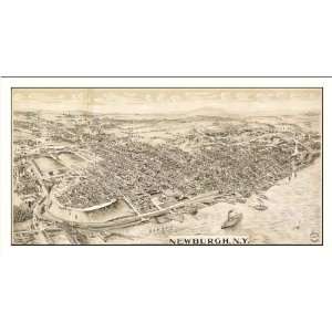 Historic Newburgh, New York, c. 1900 (L) Panoramic Map Poster Print 