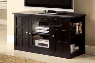 NEW RIVER BLACK FINISH WOOD TV STAND CABINET CONSOLE  