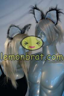 Silver Furry Fox Tail and Ears Cosplay Halloween Accessories  