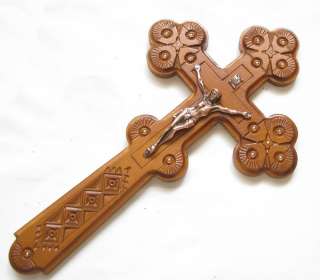 UNIQUE HandCarved Wooden Wall Cross Crucifix with JESUS №2  