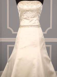 AUTHENTIC Reem Acra 3630 Mysterious Lt Ivory Silk Satin Couture Bridal 