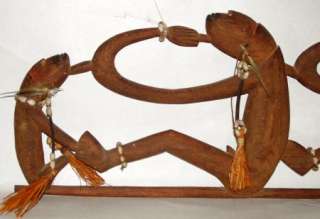   Asmat Papua New Guinea 54 long Tribal Wood Carving BABOONS play w Dog