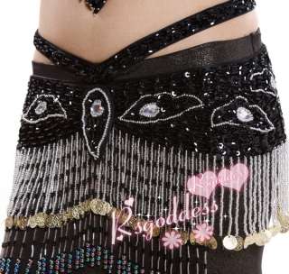 belly dance black 3 pics costume 36D/38D bra&skirt belt  