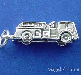 Sterling Silver FIRE ENGINE Truck 3D Charm  