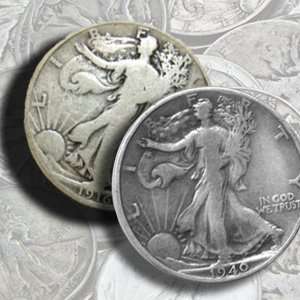  $1 Face Value Walking Liberty Half Dollars  90 Silver (Avg 