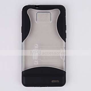Black hard TPU Case Cover with stand for Samsung Galaxy S2 i9100