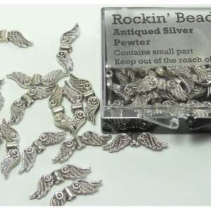  40 Angel Wings Antiqued Silver Cast Pewter Metal Beads 1 