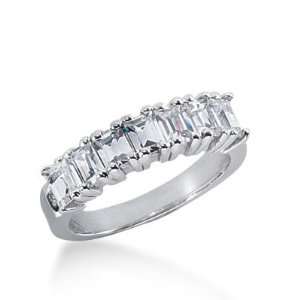 950 Platinum Diamond Anniversary Wedding Ring 7 Emerald Cut Diamonds 1 