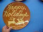 TURTLECREEK POTTERS REDWARE CHARGER HAPPY HOLIDAY DEERS