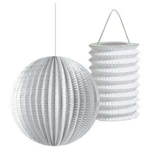  White Cylinder and Round Party Lantern Decorations 2 Pack 