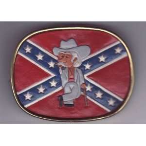Used Belt Buckle Southern Gentleman, Confederate Stars and Bars