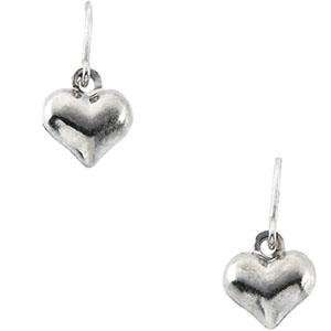   Youth Puffed Heart Shepherd Hook Earrings in 14k White Gold Jewelry