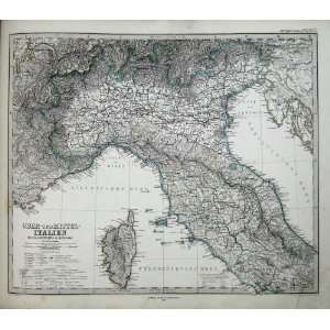    Italy Corsica Rome 1876 Stielers Map Venezia Genova